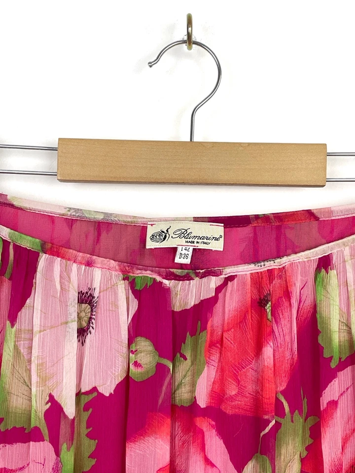 Maxi Falda Blumarine Vintage Ligera Patrón Floral En Capas Seda, Talla 42 Foto 3 de 4