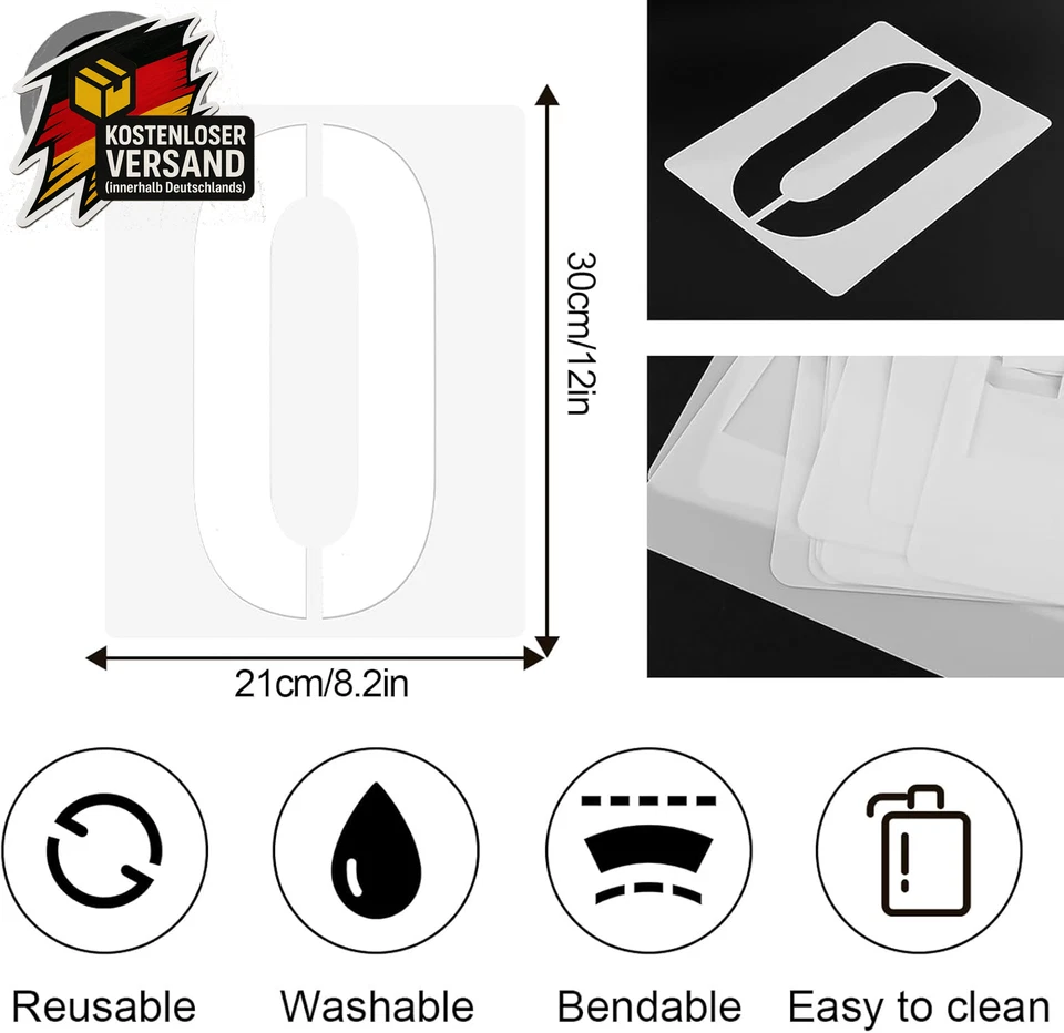 30cm Zahlen Schablonen Kunststoff wiederverwendbar 0-9 Hausnummern Parkplätze Ga - Bild 2 von 4