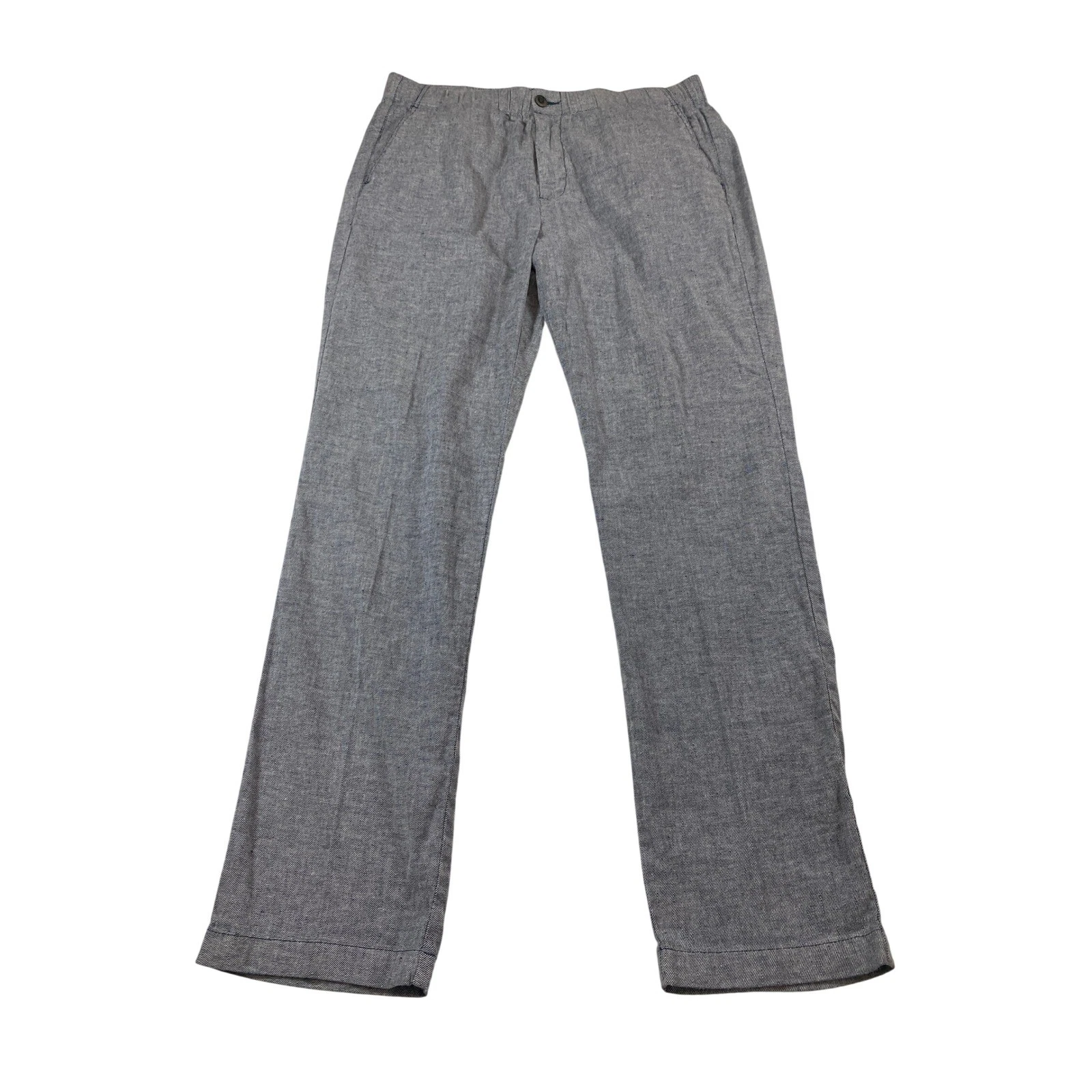 Tommy Bahama Mens XL Blue Linen Cotton Blend Stretch Flat Front Pants Heathered