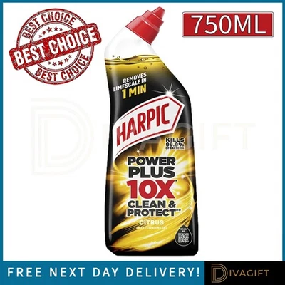 HARPIC POWER PLUS TOILET CLEANER CITRUS FRESH 750ML KILLS 99.9% OF BACTERIA NEW