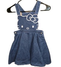 Hello Kitty Denim Jumper Dress Sanrio EUC Toddler Girls Cute Kawaii