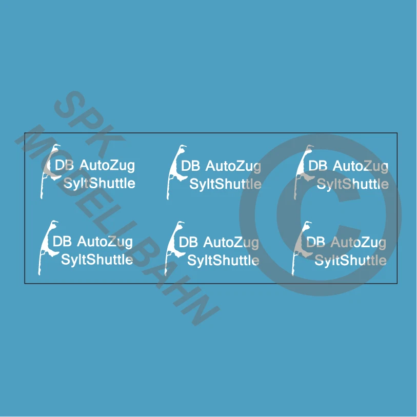 SPK MODELLBAHN 6x DB AutoZug SyltShuttle-Logo Spur H0, TT, N oder Z Decals Epoche 4/5
