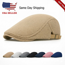 Duck Mesh Summer Gatsby Cap Mens Ivy Hat Golf Driving Sun Flat Cabbie Newsboy