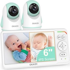 OKAIDI Baby Monitor with 2 Cameras and Audio, Video Baby Monitor with 6 IPS