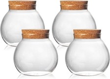 Set of 4 round glass jars with cork lid   17oz wedding candy jar kitchen