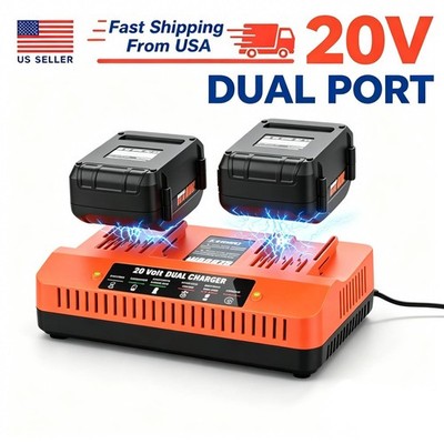 For Worx 20V Battery Charger Dual Port Quick Charging Station For WA3884 WA3525