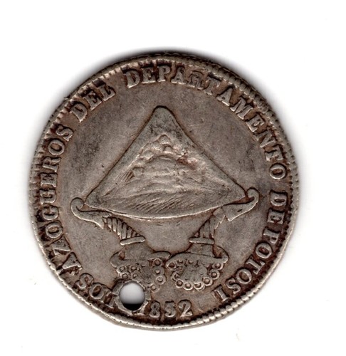 1852 Bolivia Silver Medal Los Azogueros del departamento de Potosi - Holed - 第 1/3 張圖片