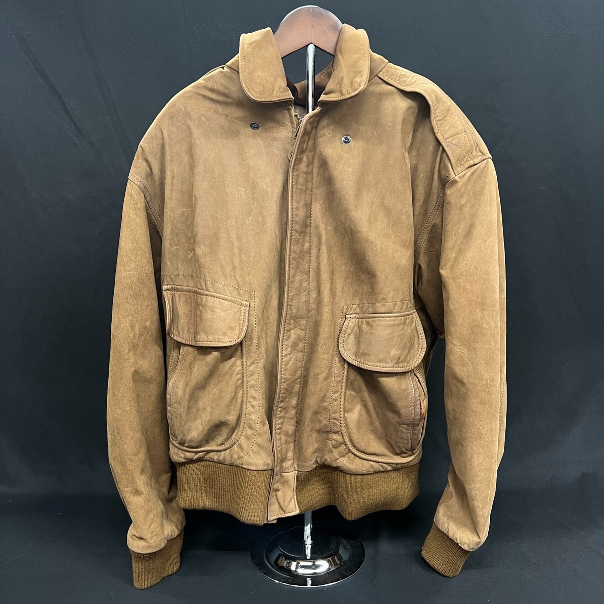 Vintage WINLIT WIN Retro WW2 Bomber Style Leather Jacket Mens