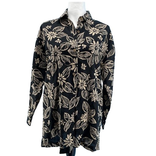 Harve Benard geblümtes Top Damen klein schwarz weich Leinen Baumwollmischung künstlerisch Boho - Bild 1 von 6