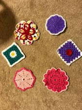 Crochet Coasters Flower Design Assorted Colors