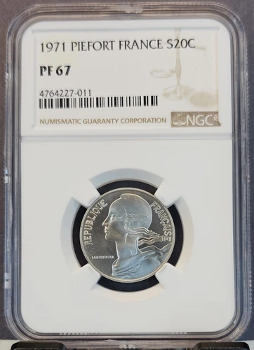 1971 FRANCE SILVER 20 CENTIMES S20C PIEFORT NGC PF 67 LOW MINTAGE RARE TOP POP