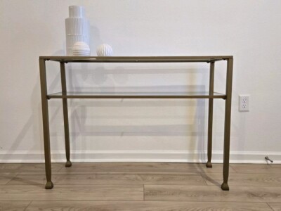 Gold Metal Glass Console - Aiden Lane