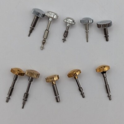 Genuine Timex Stem & Crown NOS Lot of 10 - Gold & Silver