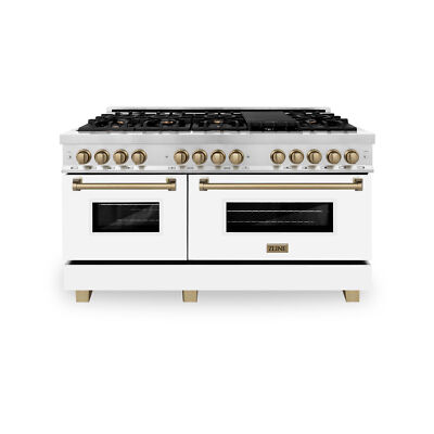 ZLINE 48 Dual Fuel Range Gas Stove Electric Oven WHITE STAINLESS RAZ-WM-48-CB