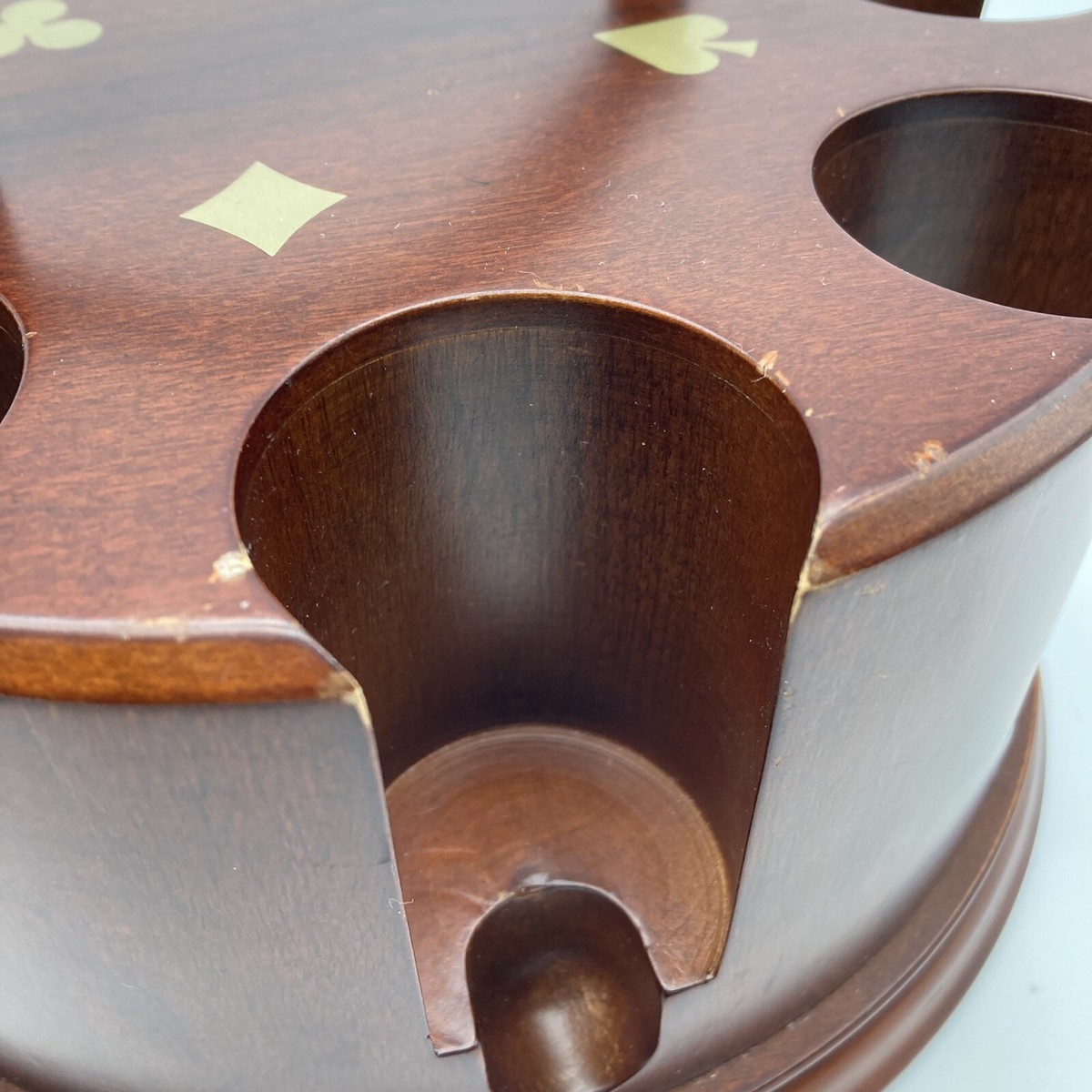 Vintage BOMBAY Mahogany Wood Rotating Poker Chip Set Holder