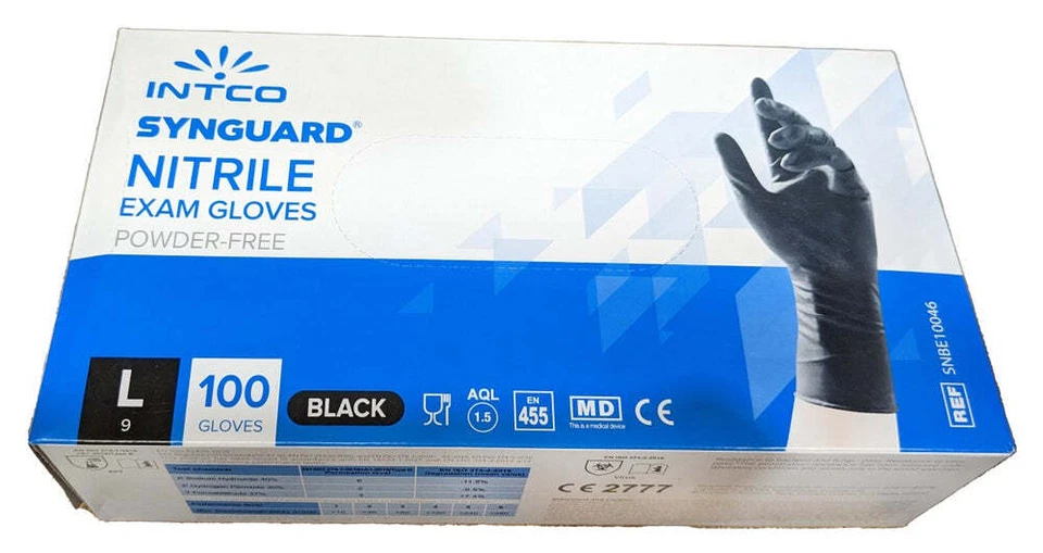 MARKENLOS 1.000 Stk. Nitrilhandschuhe Schwarz Puderfrei Größe L Intco