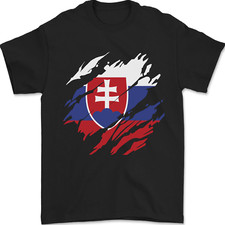 Torn Slovakia Flag slovakia Day Football Mens T-Shirt 100% Cotton