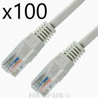 100 Pack Lot - 2ft CAT6 Ethernet Network LAN Router Patch Cable Cord Wire White