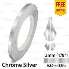 1/8" 3mm PinStriping Pin Stripe Tape Styling Decal Vinyl Sticker CHROME SILVER