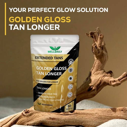 Golden Gloss Tan Extender 30 Tablets Vitamins A, E Melanin Vegan Immune Support - Picture 9 of 10