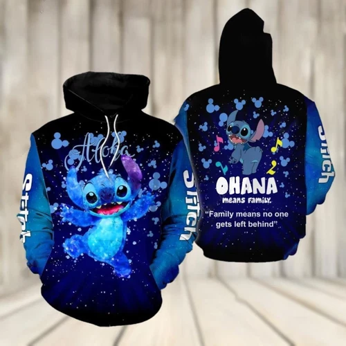 Cute Stitch Ohana Cartoon  Hoodie 3D