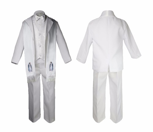 Baby Toddler Boy Christening Baptism Easter White Paisley Suit Virgin Mary Stole - 第 21/26 張圖片