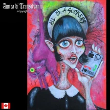 painting art contemporary artist modern cartoon portrait vampire home decor fluo