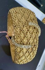 RELOJ GENEVE DIAMANTES 0.55CTW ORO 14K PULSERA CON ESFERA OCULTA RARO 68GR SM