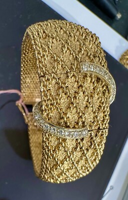 GENEVE WATCH DIAMONDS 0.55CTW  14K GOLD BRACELET W/ CONCEALED DIAL RARE 68GR SM