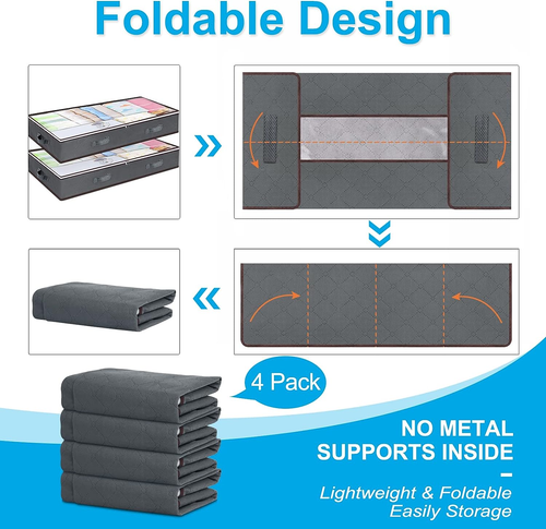90L under Bed Storage Containers, Closet Organizers and Storage Bins, Foldable U - Picture 6 of 7
