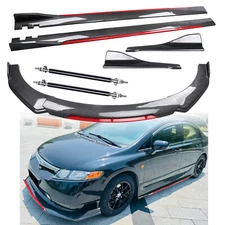 Front Bumper Lip Spoiler Splitter Side Skirt Carbon Fiber For Honda Civic Sedan