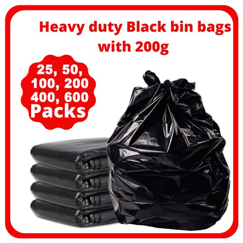 EXTRA STRONG BLACK HEAVY DUTY BIN LINERS BAGS RUBBISH WASTE REFUSE
