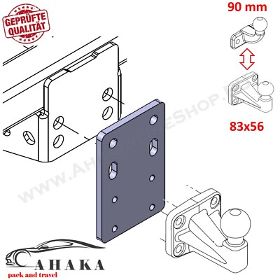Adapterplatte Erhöhung Kupplungskugel - 2- bis 4-Loch für Citroen C25