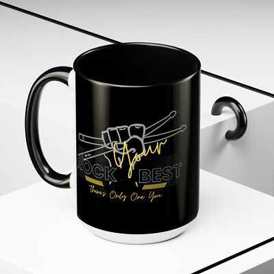 Rock Your Best Two-Tone Coffee Mugs15oz.Perfect Give for birthday motivation