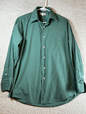 Harvé Benard Men s Green Button Down Dress Shirt Size M 15-15.5 Classic Fit