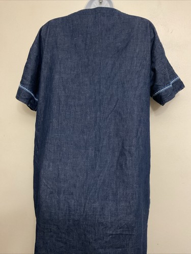 Ralph Lauren Shift Dress Embroidered Cotton Denim Size 14 Pockets Southwestern - Picture 15 of 24