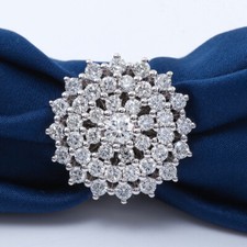 3 Ct Lab-Created Diamond Wedding Cluster Engagement Ring 14K White Gold Finish