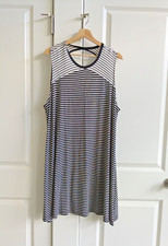 GAP Dress Women XXL Black White Striped Softspun Cutout Open Back Tank Dress