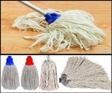 Heavy Duty Floor Cotton Mop Head Screw Push Socket Colour Coded Long Lasting UK