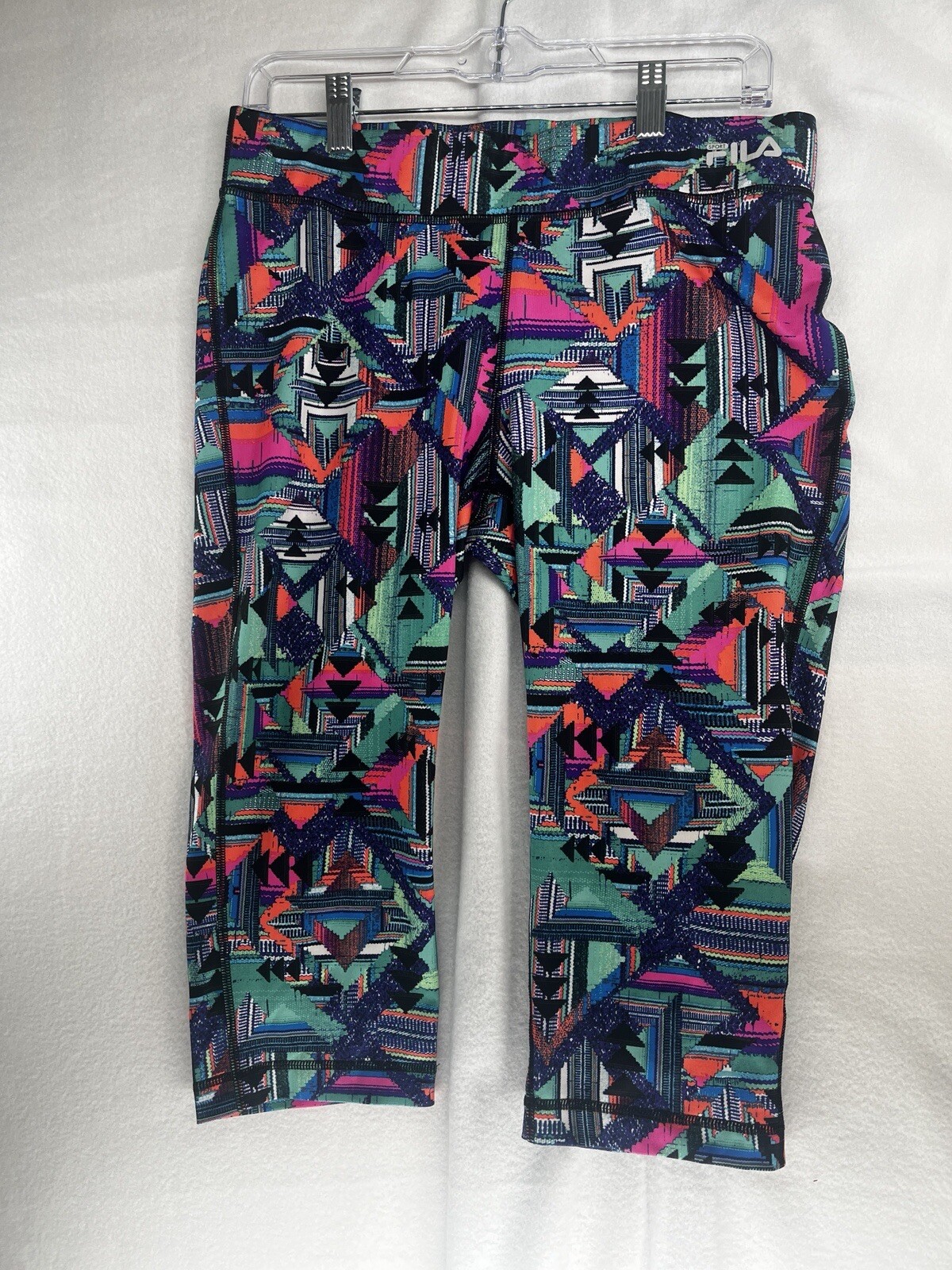 Leggings Capri Fila Sport Performance Running Mid Rise Multicolore Taglia Media