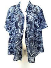 SUSAN GRAVER STYLE XL floral print Short Sleeve Blouse semi sheer light  floaty
