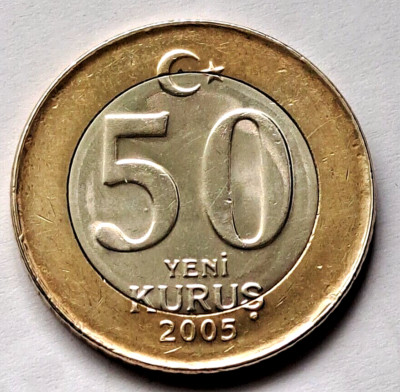 Türkei 50 Yeni Kurus 2005, Bi-Metal, vz