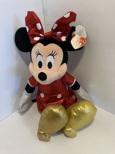 NWT ty beanie minnie mouse red sparkle 15” plush toy mint tags disney - 第 1/5 張圖片