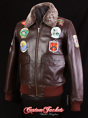 Pilot Top Gun Tom Cruise Men A2 Fighter Bomber Real Leather Jacket