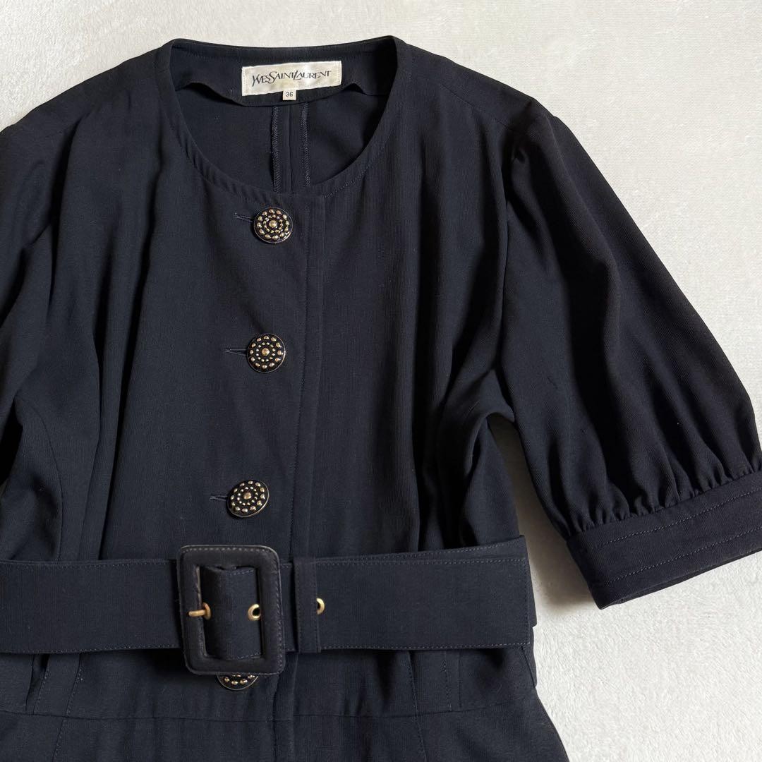 Abito Yves Saint Laurent nero lana taglia 36 usa concoli picco dannia