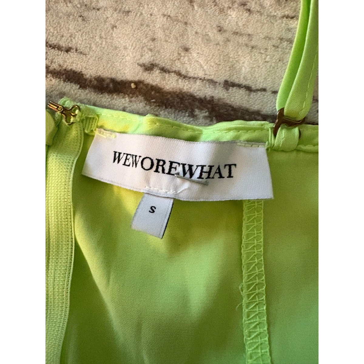 We Wore What Strappy Bodysuit Neon Lime Green Small View 5