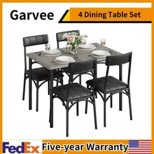 Dining Table Set for 4 Kitchen Table and Chairs for 4 with Upholstered Chairs