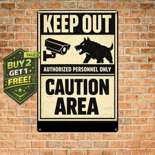 No Trespassing Beware of Dogs Metal Sign 8x12 Vintage Security Warning
