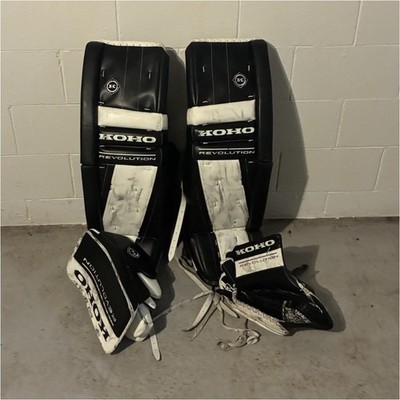 KOHO Lefevre Revolution Ice Hockey Goalie Leg Pads 36+2 Black/White