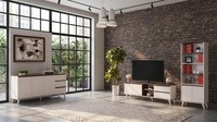 Beige-Braunes Wohnzimmer-Set Tv-Schrank Konsole BüCherregal Modern